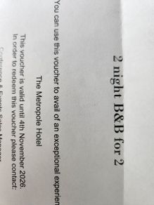 Hotel voucher valued at e500