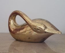 Mid-century brass sleeping swan