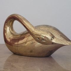 Mid-century brass sleeping swan