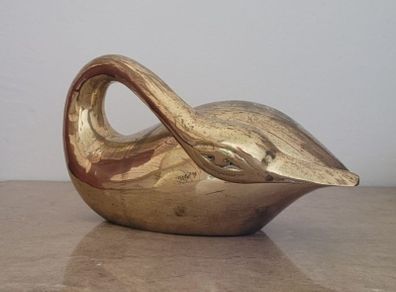 Mid-century brass sleeping swan