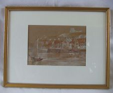 G.S. French UK Early 20th C Painting Whitby Harbour