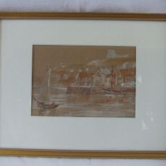 G.S. French UK Early 20th C Painting Whitby Harbour