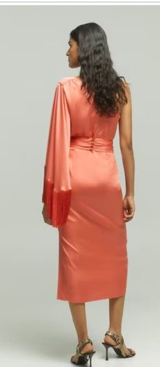 BNWT occasion asymmetric midi dress with fringe hem