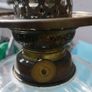 Vintage Victorian oil lamp CAST IRON BASE with Bristol  bowl Image 4
