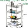 Stainless Steel 3/4 Tier Trolley Cart Wheels Utility Shelf Storage Rack Kitchen Cart Serving Salon BBQ For Hotels Restaurants C(60 32 96cm 4 Tier) Image 2