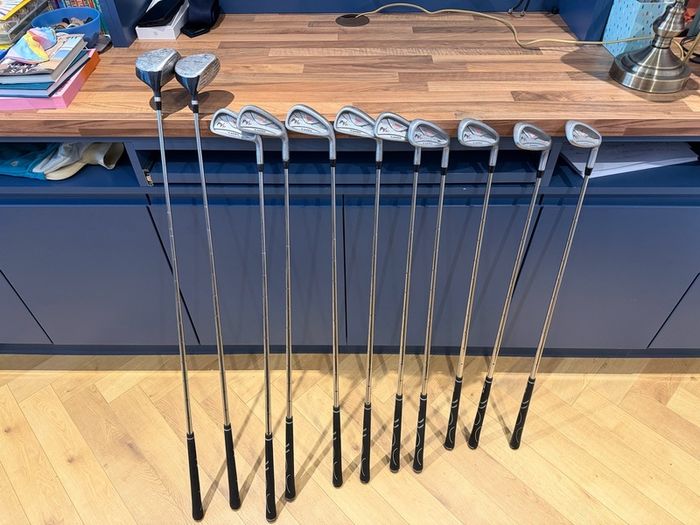 golf clubs and bag
