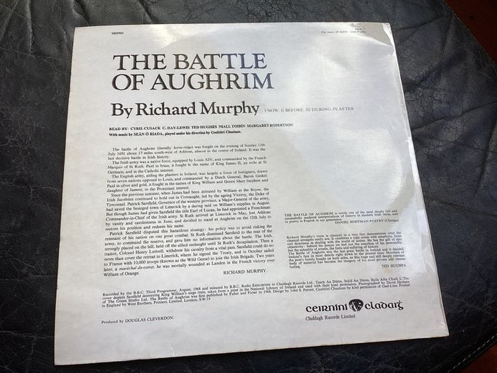 Rare Vintage Irish Vinyl The Battle of Aughrim by Richard Murphy LP