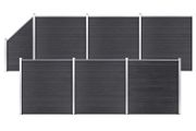 WPC Fence Set 6 Square + 1 Slanted 1138x186 cm Grey