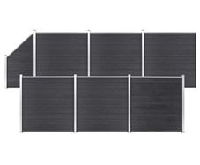 WPC Fence Set 6 Square + 1 Slanted 1138x186 cm Grey