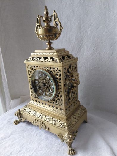 Ornate Antique Mantel Clock Solid Brass circa 1900s Working Beautiful solid