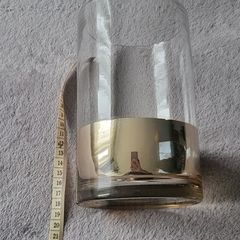 Vase, clear glass, gold
