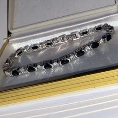 Vintage Sterling Silver Gemset Line Bracelet