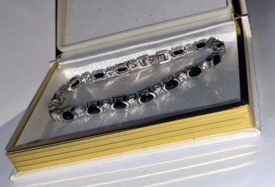 Vintage Sterling Silver Gemset Line Bracelet