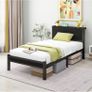 Single Bed Frame with Wooden Storage Shelf Headboard Image 3