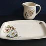 Lovely Small Sandwich Plate and Matching Milk Jug in a Pretty Floral Pattern, by Faianta Sighisoara Porcelain, Romania. Image 2