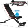 _Weight Bench, Folding, Reclining Seat Back, Height Adjustable Seat, No Assembly Required, for Home Training with 1 Headrest, Weight Exercises Black/Red Image 5