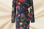 VINTAGE 1980s designer Emanuel Ungaro floral wool blend wiggle dress Made in Italy XS S 8