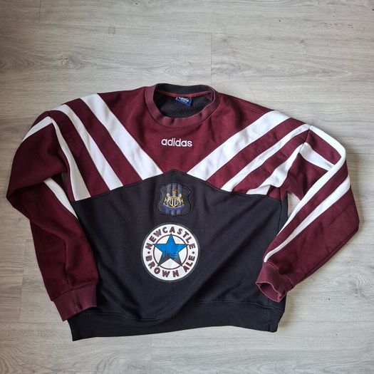 Vintage Newcastle United 95 97 home shirt and sweatshirt made by Adidas,