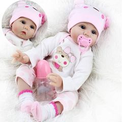 FREE EXPRESS SHIPPING Realistic Reborn Dolls 22inch 55cm Lifelike Baby Dolls Soft Silicone Vinyl Weighted Cloth Body with Feeding Kit Reborn Dolls