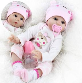 FREE EXPRESS SHIPPING Realistic Reborn Dolls 22inch 55cm Lifelike Baby Dolls Soft Silicone Vinyl Weighted Cloth Body with Feeding Kit Reborn Dolls