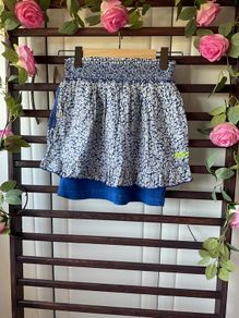 skirt superdry mini skirt medium blue & white floral