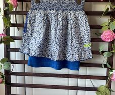 skirt superdry mini skirt medium blue & white floral