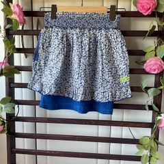 skirt superdry mini skirt medium blue & white floral