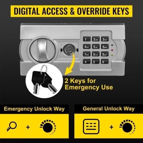 Digital Depository Safe 48 L Electronic Code Lock, Deposit Safe with Two Emergency Keys and Deposit Slot, Restaurant Safe Made of Carbon Steel, Depository Box for Home, Hotel and Office