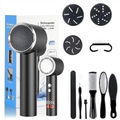 Electric Foot File for Hard Skin Remover,Pedicure Sets for Feet with 14 Accessories, Rechargeable Waterproof Electric Foot File with 3 Different Rooler Heads-Black