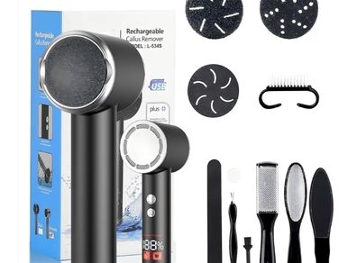Electric Foot File for Hard Skin Remover,Pedicure Sets for Feet with 14 Accessories, Rechargeable Waterproof Electric Foot File with 3 Different Rooler Heads-Black