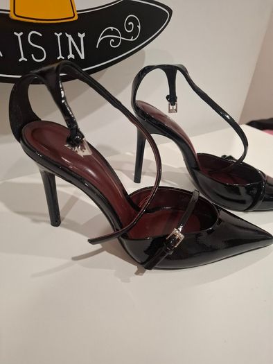 Zara black patent stiletto heels - size 39