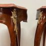 FLASH SALE ! Was 395 now 320 ! Pair of Marquetry & Brass Occasional Tables with Marble Tops. Image 3