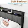 King Size Bed Frame with Storage and Headboard Shelf, Upholstered Bed Frame King Size with Metal Slats Enhanced Support, No Box Spring Needed, Gray Kingsize Bed Frames Image 6