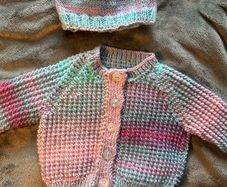 Hand Knitted Baby Cardigans with matching hat