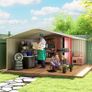 13 x 11ft Large Metal Storage Shed Sliding Doors - Warm Grey Image 6
