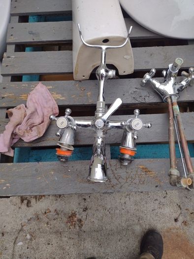 Chrome bath taps