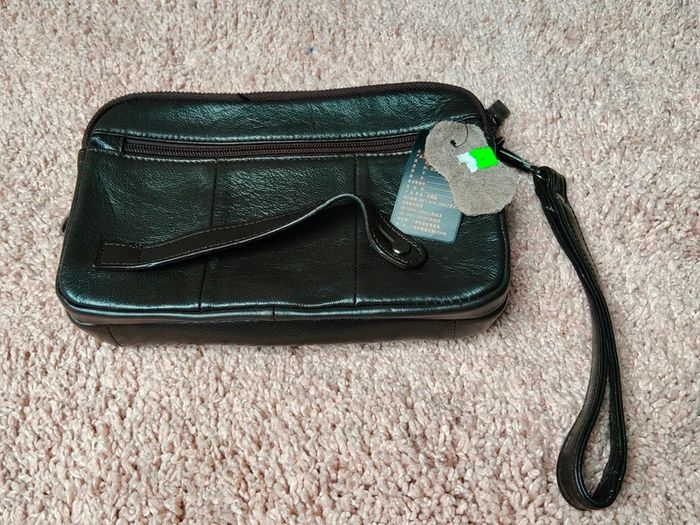 Brand New Genuine Leather Wristlet Pouch - Dark Brown