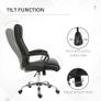 Office Chair with Rocking Function, Headrest, Ergonomic Desk Chair Swivel, Height-Adjustable Linen Touch Black Image 5