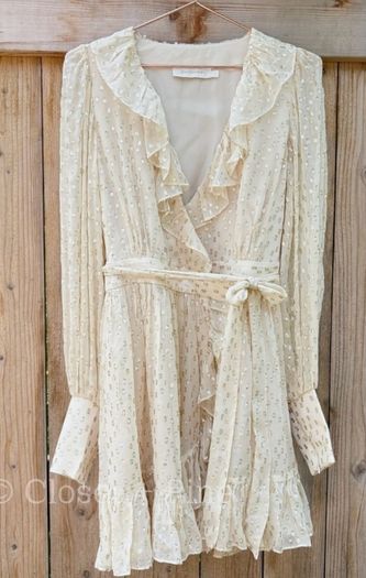Zimmermann Ruffled metallic fil coupe silk-blend mini wrap dress