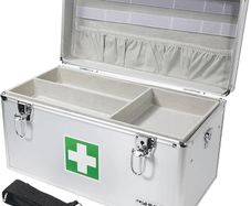 First Aid Box, Medical Box, Carrying Handle, Carry Strap, Aluminium, 40 x 22,5 x 20,5 cm