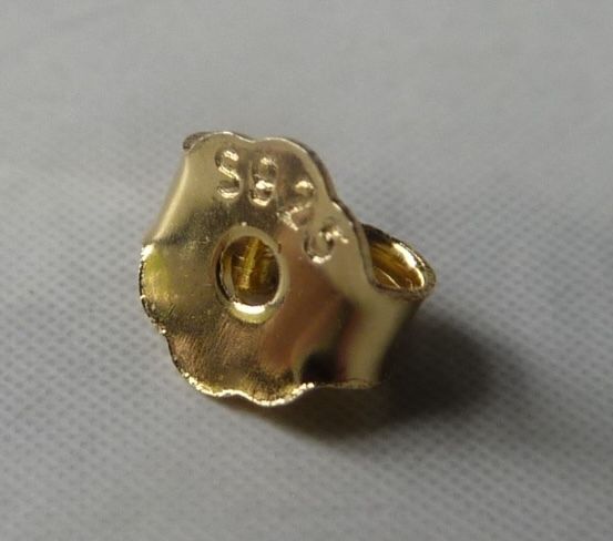 9ct Gold Jade Stud Earrings, Sterling Silver Backs, 1.4g