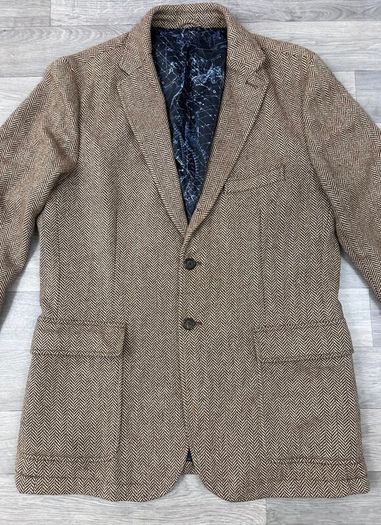 Vinegar Vines Wool Blend Herringbone Blazer Jacket Mens Medium