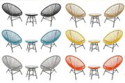 Bistro 3 Piece Egg Designer String Chair Indoor &amp; Outdoor Garden Set