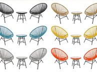 main image for ad Bistro 3 Piece Egg Designer String Chair Indoor &amp; Outdoor Garden Set