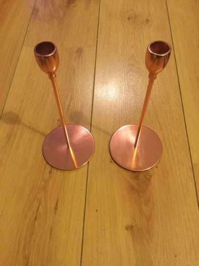 2 Copper Candleholders Brand New