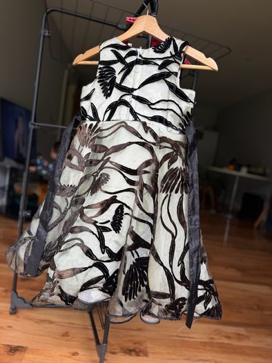 Girls Elegant Black Sequin Velvet Party Dress