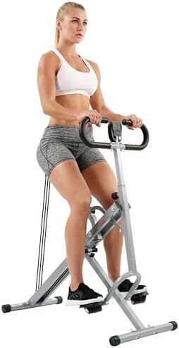Smart Row N Ride Foldable Squat & Rowing Machine Glute/Leg Trainer, 3 Squat Angles, 4-Lvl Resistance, SunnyFit App, 150 kg Capacity, Adjustable Seat/Handle, EZ-Storage