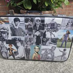 Retro Fashion Collage Suitcase  Unique Statement Piece