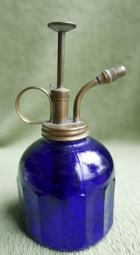 Vintage Perfume Vaporizer Glass Blue Ribbed