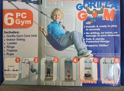 Gorilla Gym Deluxe Doorway Gym for Kids 6-Piece Set